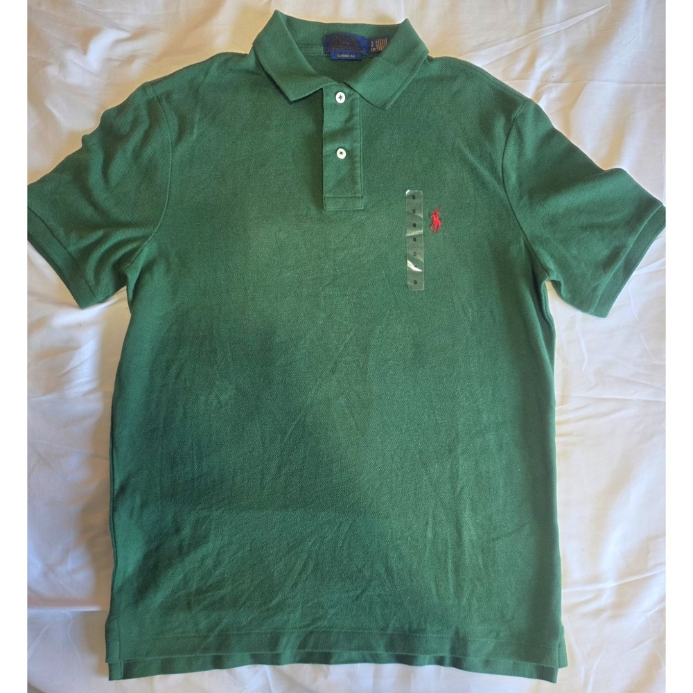 Polo Ralph Lauren Classic Fit Cotton Green w/ Red Pony Shirt Men's Size Small